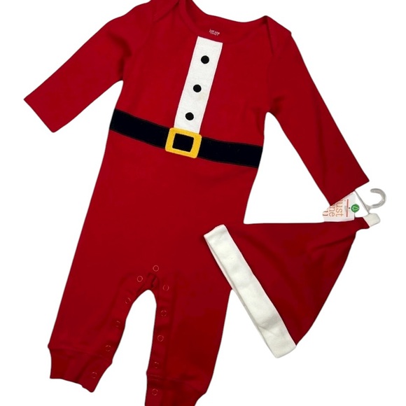 Just One You by Carters Santa Bodysuit w Hat Infant Boys 3 mo NWT Red Christmas - Picture 3 of 4